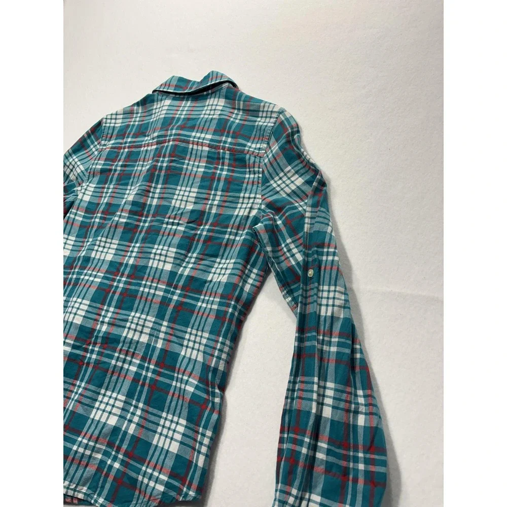 The North Face Shirt Mens Medium Green Plaid Long Sleeve Button Up Cotton Casual